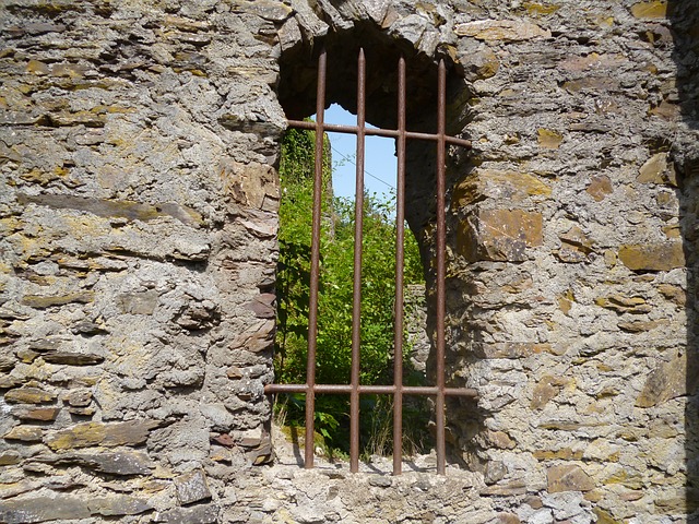 looking out through the prison window